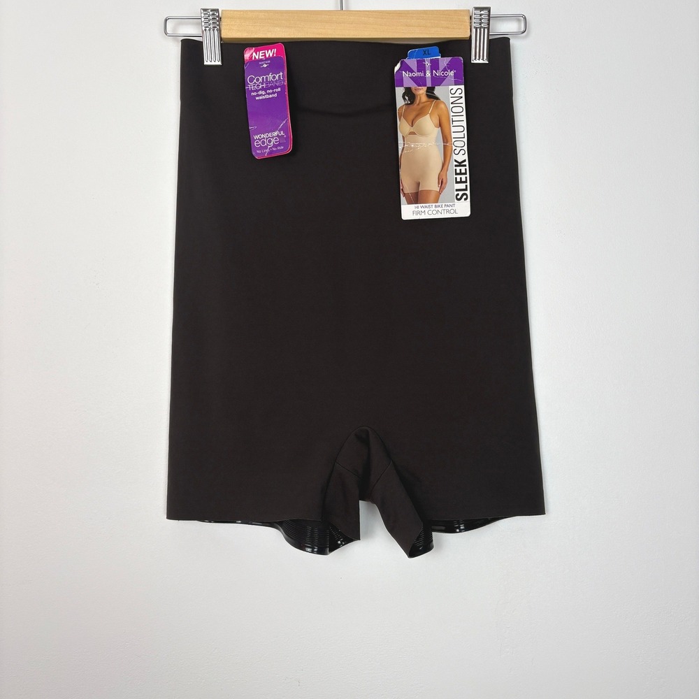 Naomi & Nicole Womens Firm Control Shape Wear Shorts Hi Waist Bike Pant XL Black